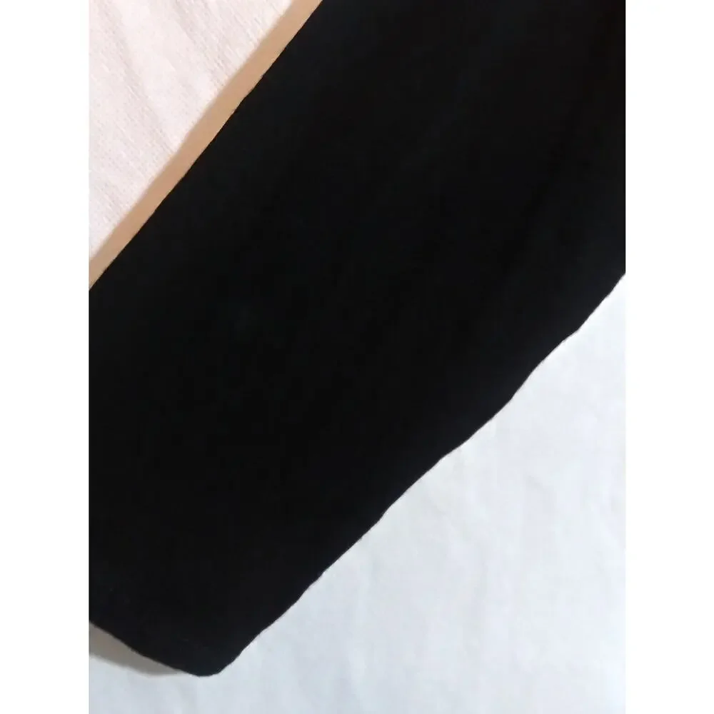 Verda Long Black Open Front Longline Cardigan with Teal Trim Turkish Size XXL